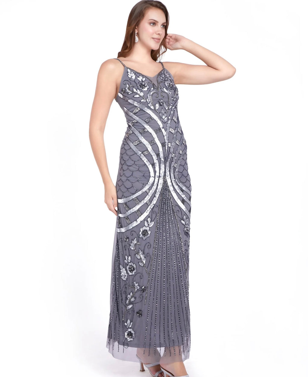 Handworked Grey party dress