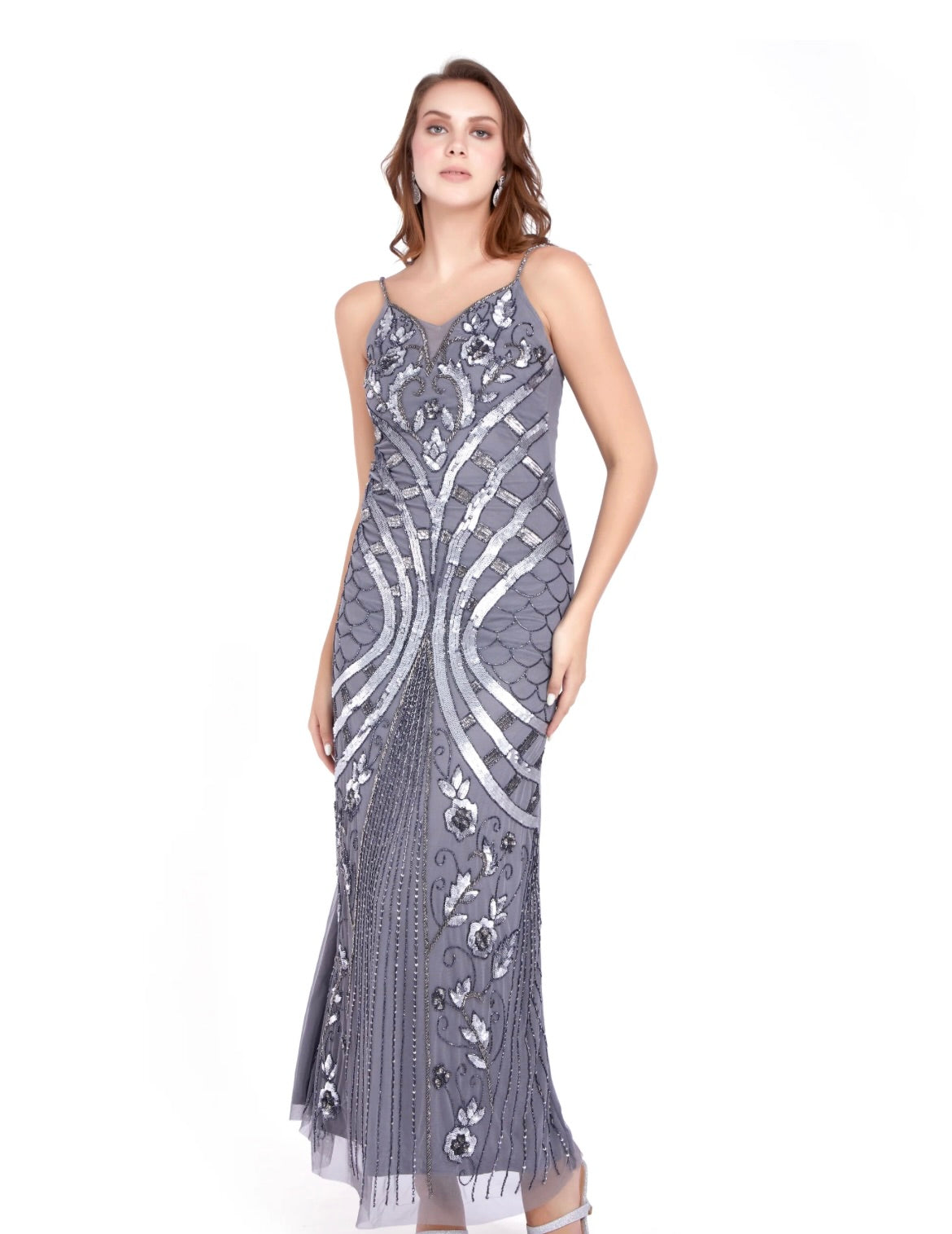 Handworked Grey party dress