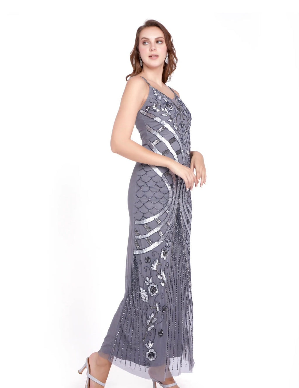 Handworked Grey party dress